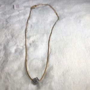 Lia Sophia goldstone necklace w pave ball